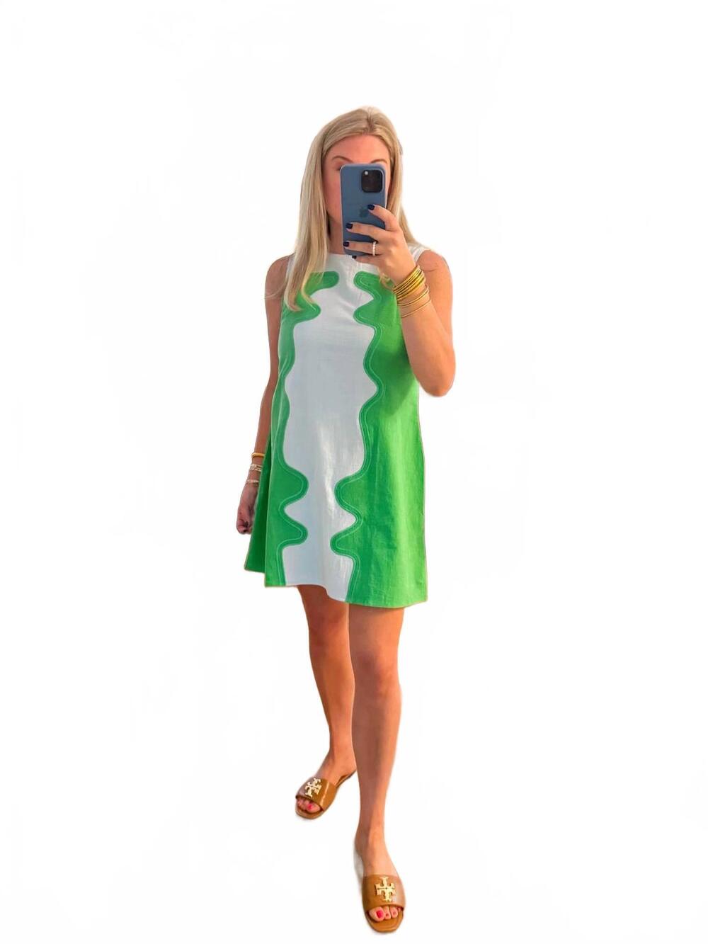 NEW ULTRAMARINE women's seaside swirl dress in green